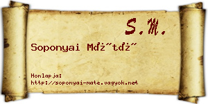 Soponyai Máté névjegykártya
